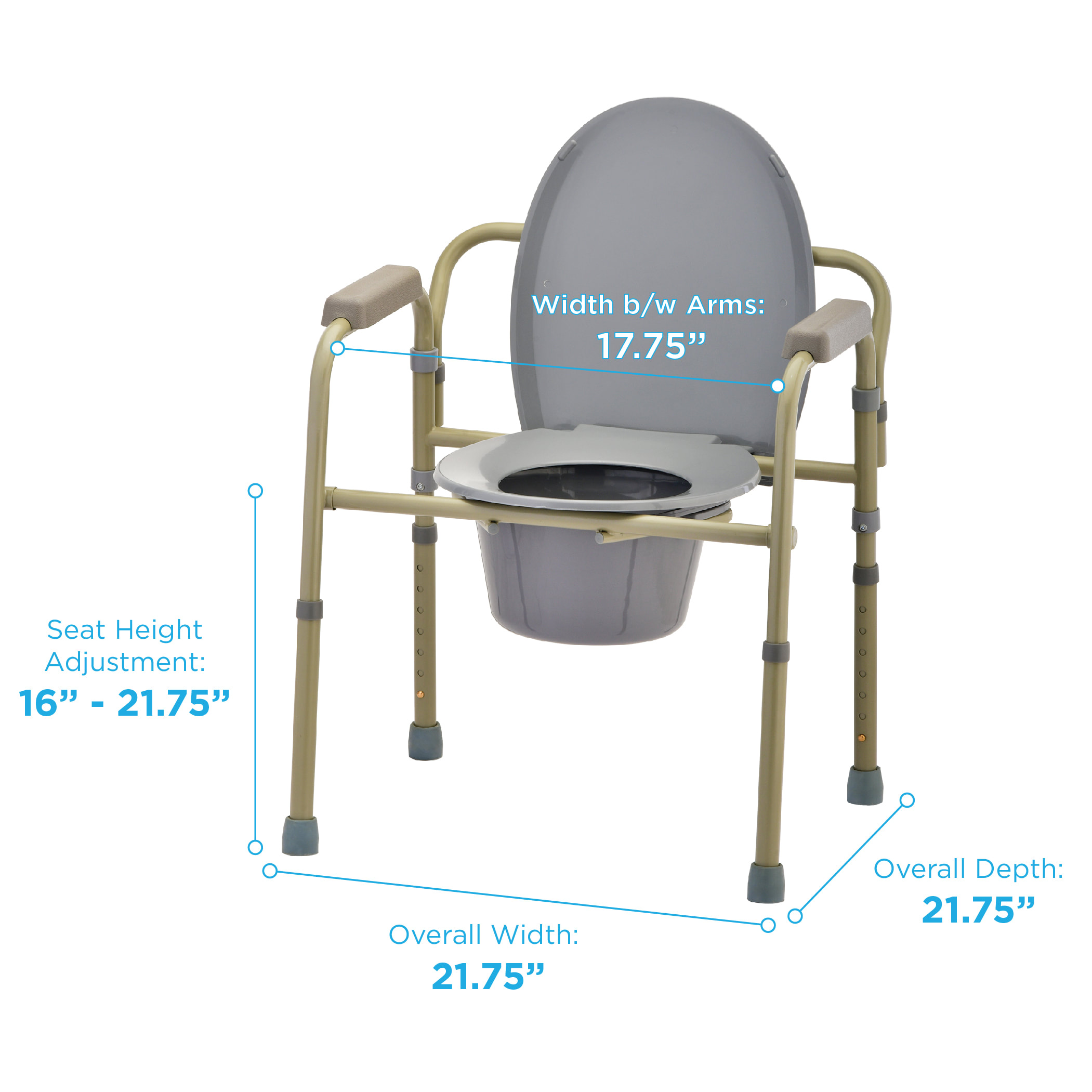 MB-THISTAR Safety Adult Bedside Commode Chair Potty Toilet Seat Folding Bathroom Medical 