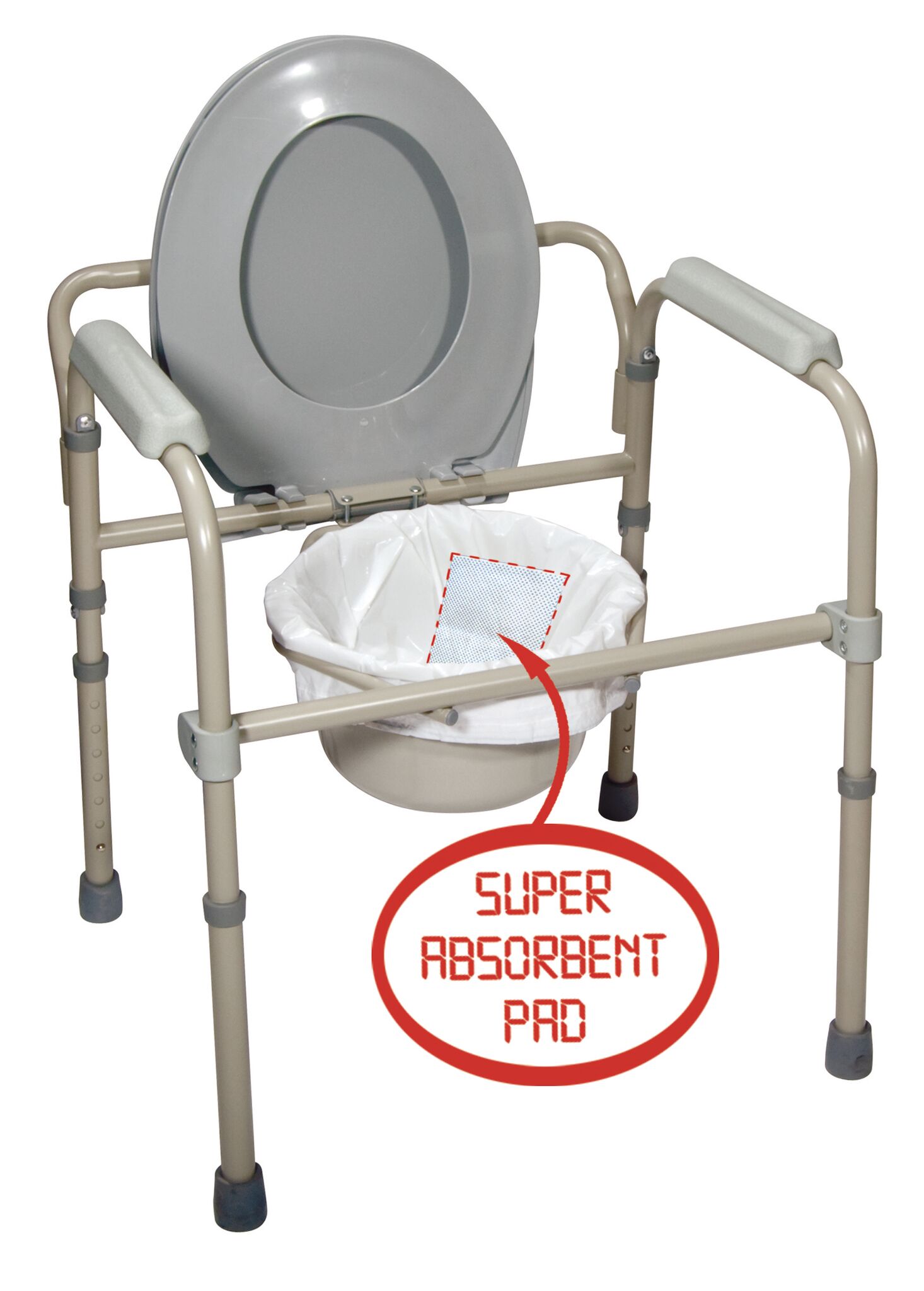 3 IN 1 Steel Folding Commode - North Coast Medical